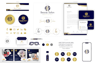 design feminine signature business logo with branding kit