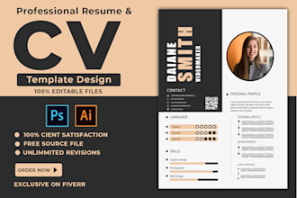 make professional resume design or modern cv template