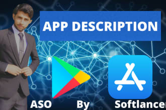 do aso and write high ranking app description for ios, and android