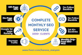 complete monthly SEO service with backlinks for google 1st page ranking off page