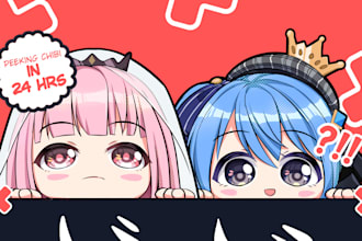 draw anime chibi emote peeking in 24 hours
