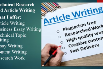 do content writing and write technical research articles