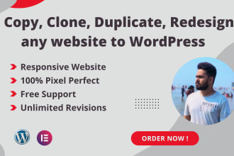 copy, clone, duplicate, redesign any website to wordpress with elementor pro