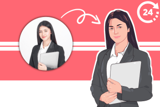 draw a cartoon portrait, vector face, avatar logo