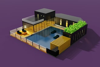 make design minimalist house voxel