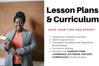 create course content, outlines, lesson plans and curriculum