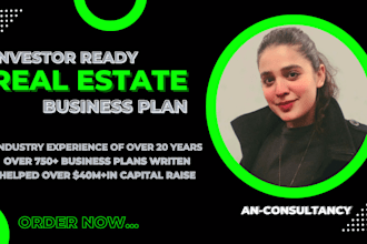write an investor ready business plan for startup, pitch deck for real estate