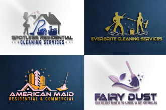 design clean house janitorial or commercial cleaning logo