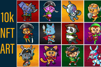 design nft cartoon character for 10k nft art collection