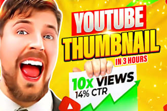 design amazing clickbait youtube thumbnail in 3 hours