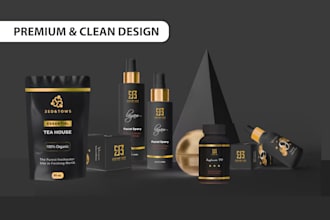 do minimal and clean cosmetic, skincare label and package design with mockup