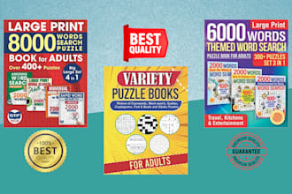 create sudoku word search crossword mazes puzzle book interior for KDP