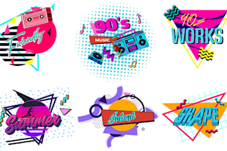 make a 80s retro 90s pop style 3d logo in vintage and typography style