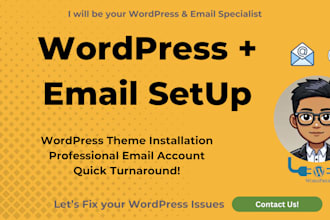 set up domain name, wordpress, pro email