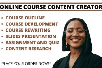 create online course content, do course development and course creation