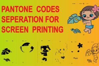 fix, vectorize, dtf, halftone cmyk, clean up, color separation for screen print