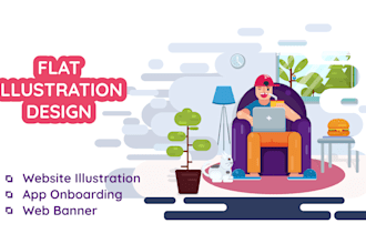 draw digital flat vector graphics for website app onboarding screens