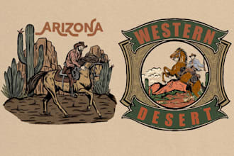 create hand drawn vintage retro,t shirt and sticker