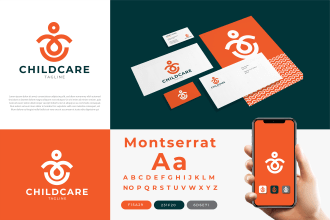 design logo with visual identity, brand kit, and corporate identity, brand book