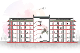 draw section, elevation, and diagram illustrations