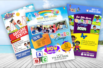do kids flyer for summer camp, child care, birthday flyers
