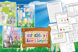 create kids learning, coloring, and activity book cover and  interior  for KDP