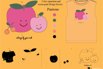 fix, vectorize, dtf, halftone cmyk, clean up, color separation for screen print