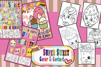 do super sweet kids coloring book cover and book interior design for KDP