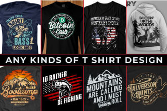 design hunting fishing typography and bulk t shirt design