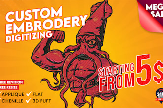 do embroidery  digitizing in emb, dst, pes, jef, vp3 and xxx