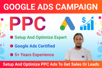 setup and optimize google ads, search ads, adwords, PPC campaign for ecommerce