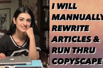 manually rewrite articles and run through copyscape