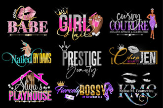 do bling feminine glitter sparkle beauty logo design