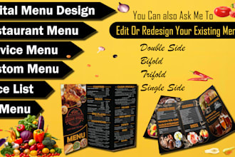 professional restaurant menu design, food menu or digital menu