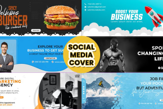 do facebook,twitter,linkedin, and youtube cover or banner design, channel art