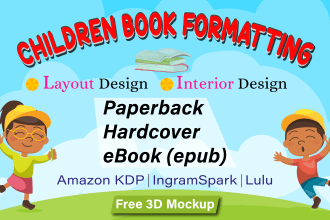 do children book formatting, ebook formatting, paperback formatting