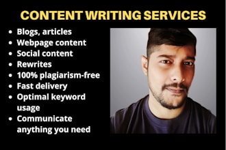 write blogs, articles, rewrites or webpages