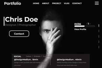 design modern portfolio website UI UX in adobe xd
