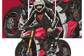 create motorcycle vector art