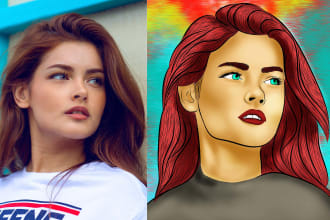 convert and redraw your photo to digital art illustration