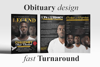 design funeral card, obituary, memorial, and funeral program