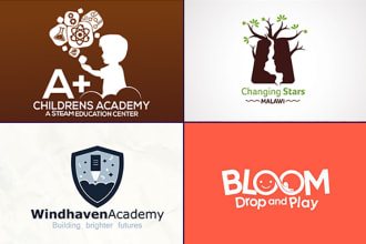 design wonderful children, childcare, kids and preschool logo