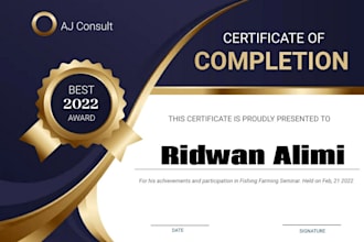 design certificate templates, diploma or award certificates in 24 hours