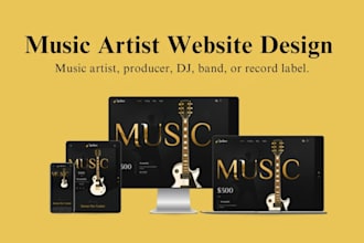 design a music website for artist, podcast band, episodes,dj