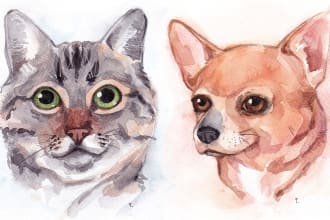 make realistic watercolor pet portrait painting
