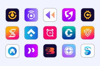 do modern minimalist startup tech app icon  crypto token and coin logo design