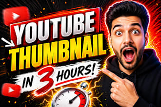 design professional youtube thumbnail in 3 hours