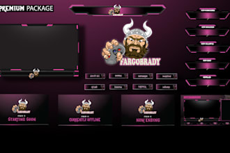 create a professional twitch logo and overlay stream package