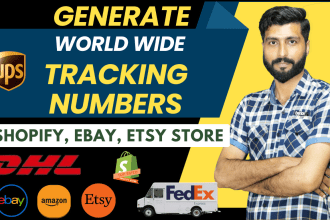 generate tracking number for shopify, amazon, esty, ebay, tracking number