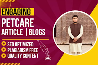 write SEO blogs and articles about dogs, cats, and other pets as veterinarian